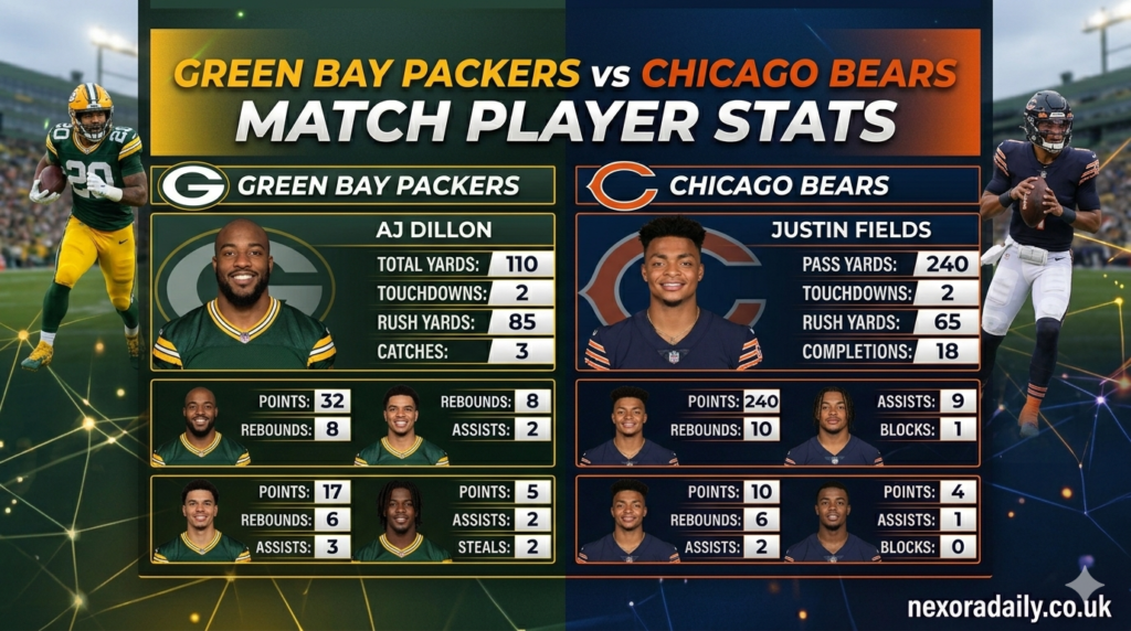 green bay packers vs chicago bears match player stats