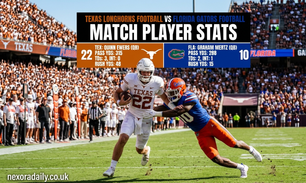 texas longhorns football vs florida gators football match player stats