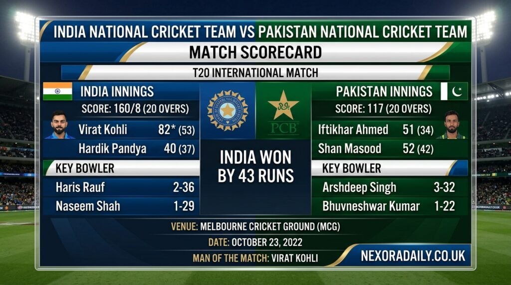 india national cricket team vs pakistan national cricket team match scorecard