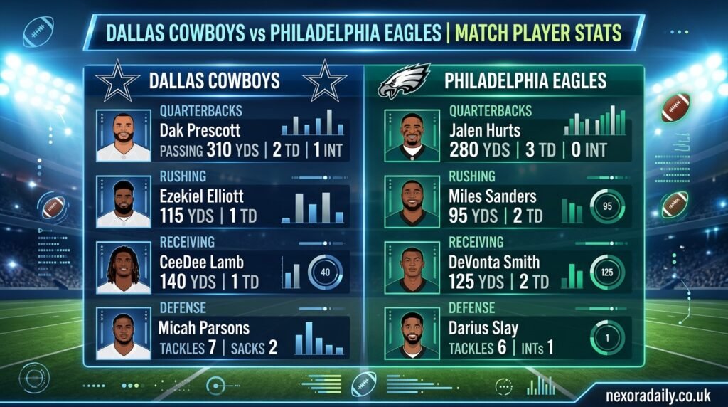 Dallas Cowboys vs Philadelphia Eagles Match Player Stats