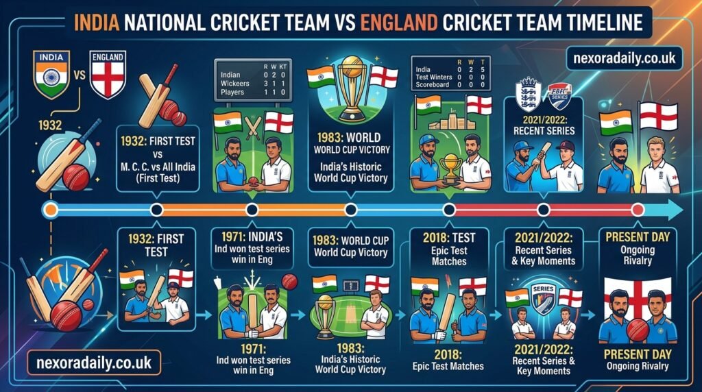 India National Cricket Team vs England Cricket Team Timeline